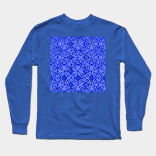 blue and white geometrical circle pattern Long Sleeve T-Shirt